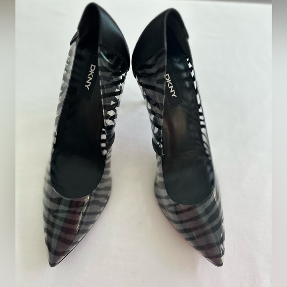 DKNY Zebra Heels - Black & Clear Size 8.5/9 Lightly Used Mob Wife Office Siren - Picture 3 of 11